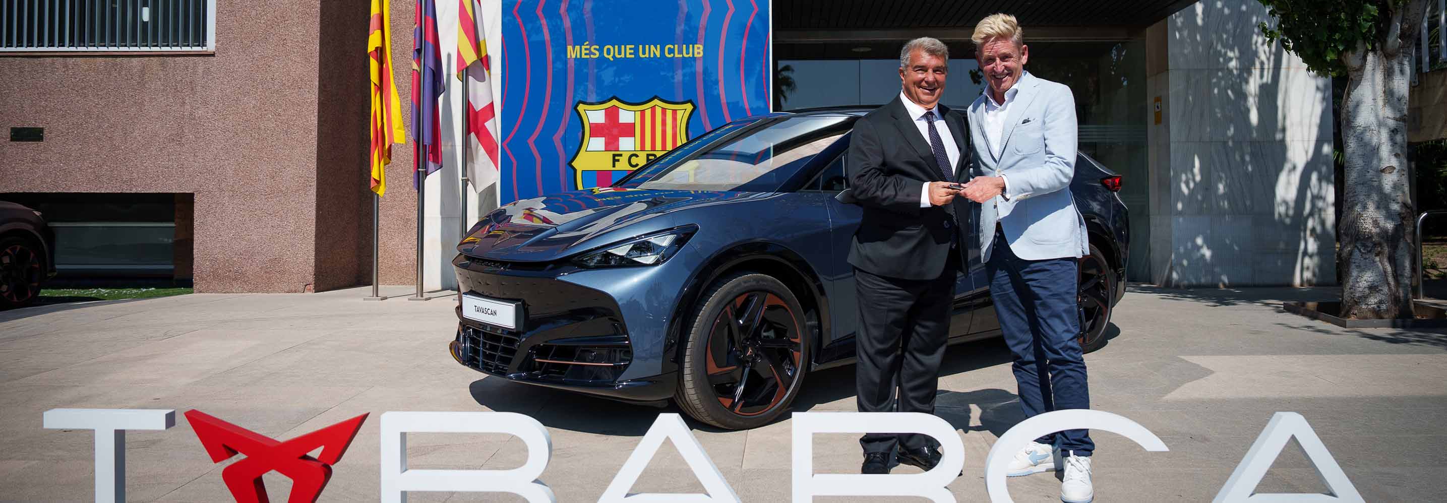 cupra ceo with fc barcelona president joan laporta and tavascan suv cupra ceo with fc barcelona president joan laporta and tavascan suv