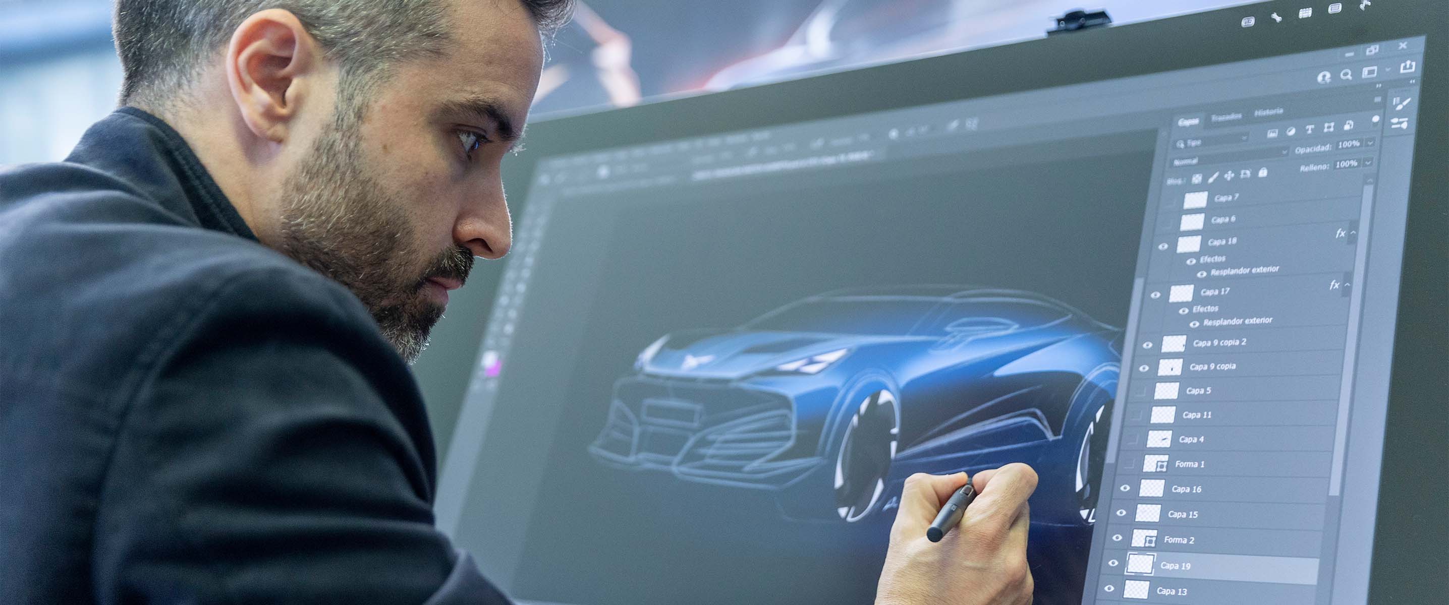 new design language for cupra tavascan, exterior design process with touchscreen