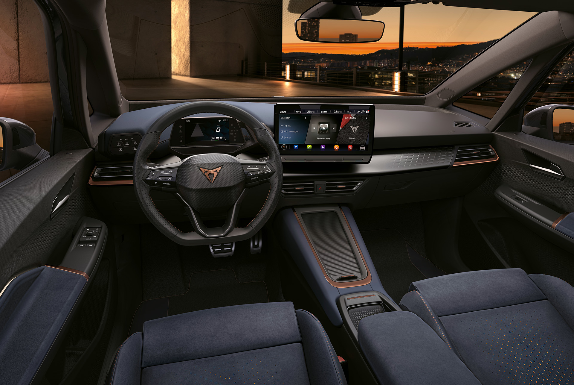 CUPRA Born 2024 - Dashboard, upholstery and streering wheel