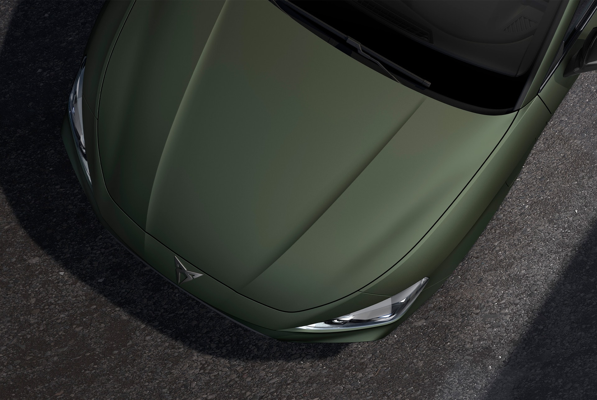 Bird’s eye view of new CUPRA leon tribe edition 2025 in manganese matt.