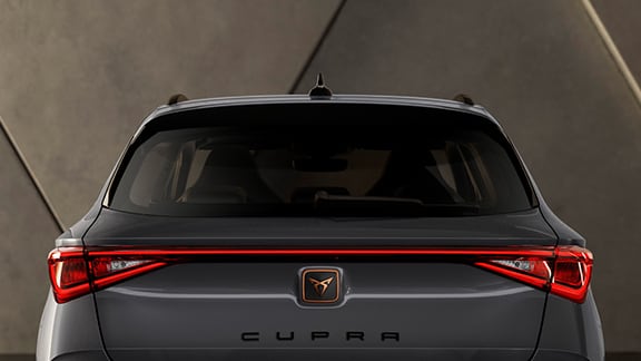 Infinite rear light of the new CUPRA Leon Sportstourer ehybrid Family Sports Car in graphene