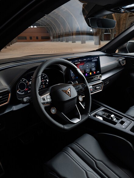 Interior view of CUPRA Formentor VZ5 of the leather dashboard