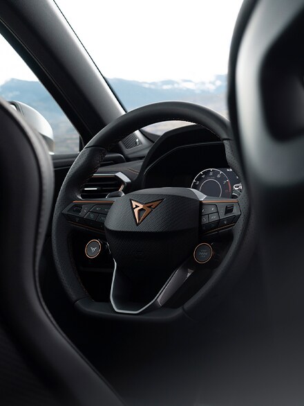  Interior view of CUPRA Formentor VZ5 of the steering wheel