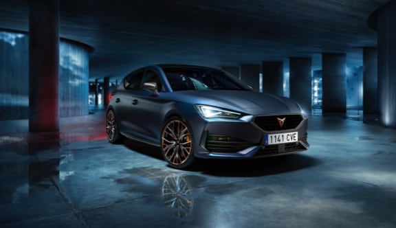 New CUPRA Leon VZ CUP five doors petrol compact sport car petrol blue matte